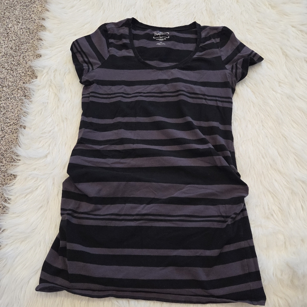Bump Start By Motherhood Maternity Black and Gray Striped Shirt